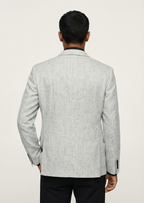 Men Solid Single Breasted Formal Blazer (Grey)