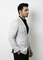Men Solid Single Breasted Formal Blazer (Grey)