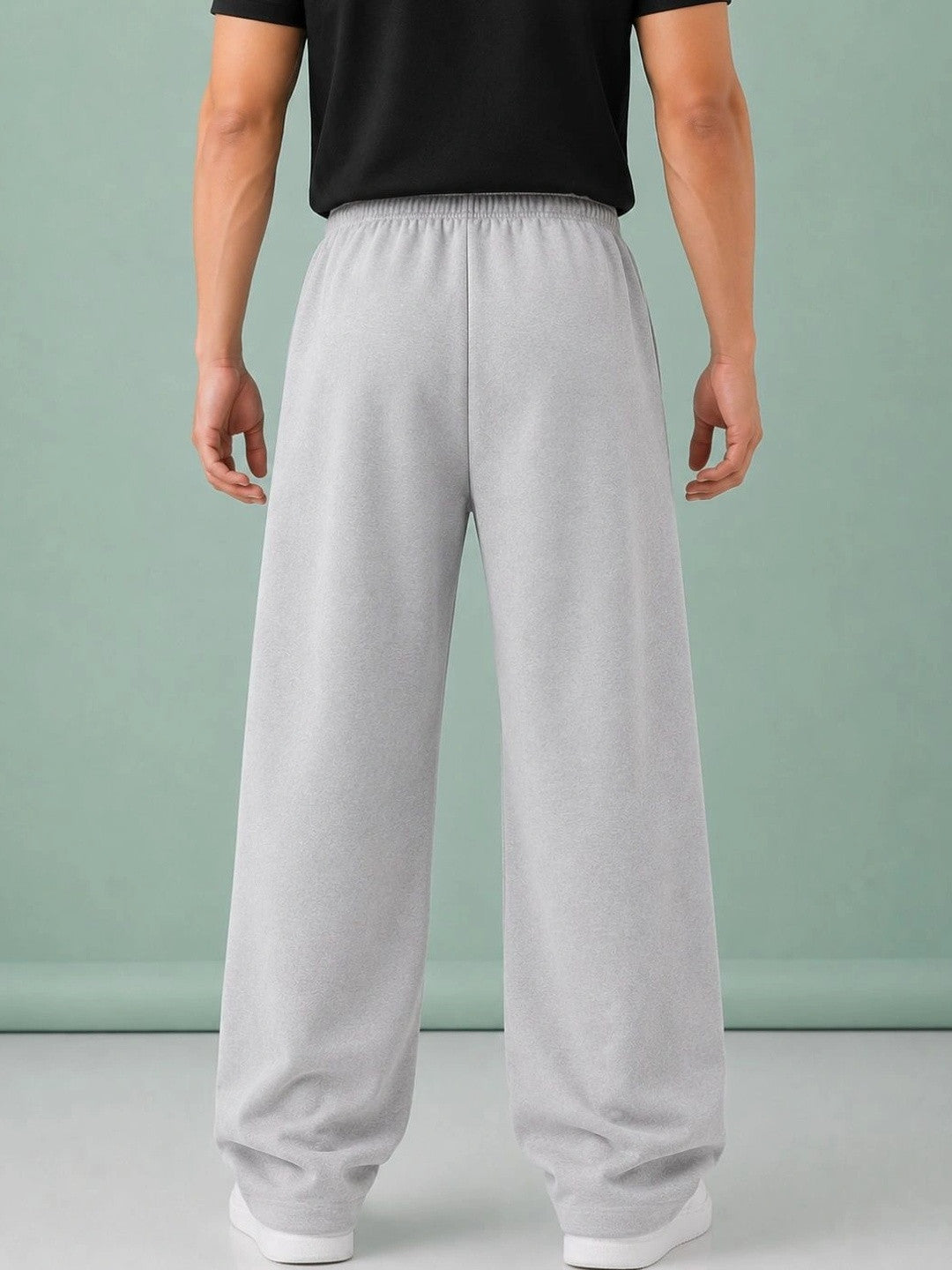 Men's Grey Wide-Leg Sweatpants | Retro "Chicago U.S.A." Oversized Joggers