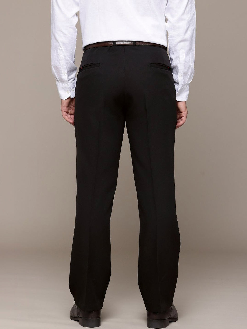 Men's Classic Black Tailored Fit Formal Trousers | Flat Front Business Dress Pants