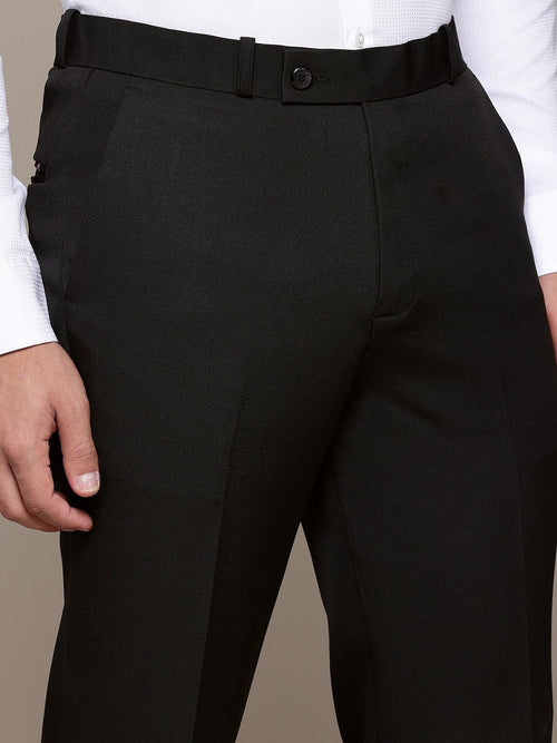 Men's Classic Black Tailored Fit Formal Trousers | Flat Front Business Dress Pants