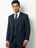 Men's Premium Navy Blue Pinstripe 3-Piece Suit | Tailored Fit Formal Business Suit
