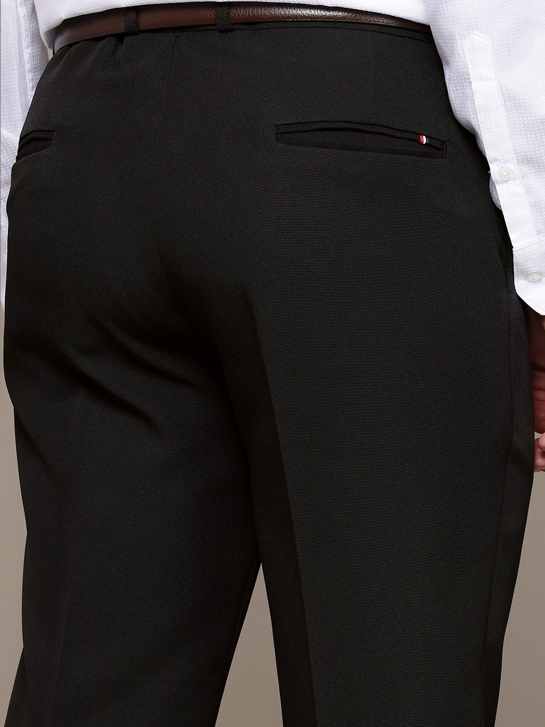 Men's Classic Black Tailored Fit Formal Trousers | Flat Front Business Dress Pants