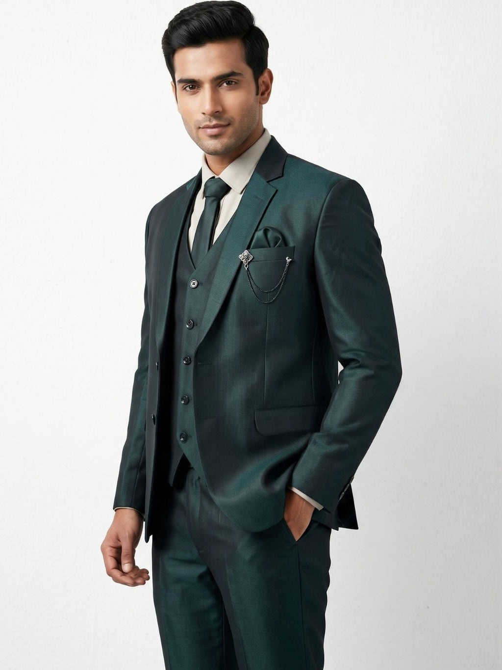 Premium Emerald Green Three-Piece Formal Suit