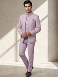 Regal Lavender Textured Bandhgala Three-Piece Suit