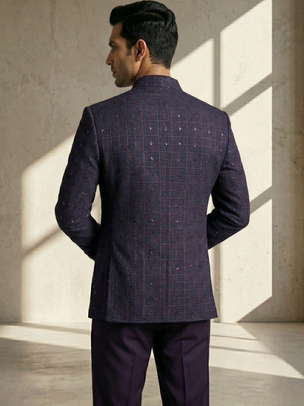 The Royal Aubergine Embellished Jodhpuri Suit Set