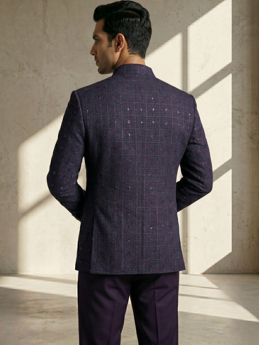 The Royal Aubergine Embellished Jodhpuri Suit Set
