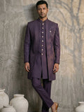 The Regal Aubergine Textured Indo-Western Ensemble