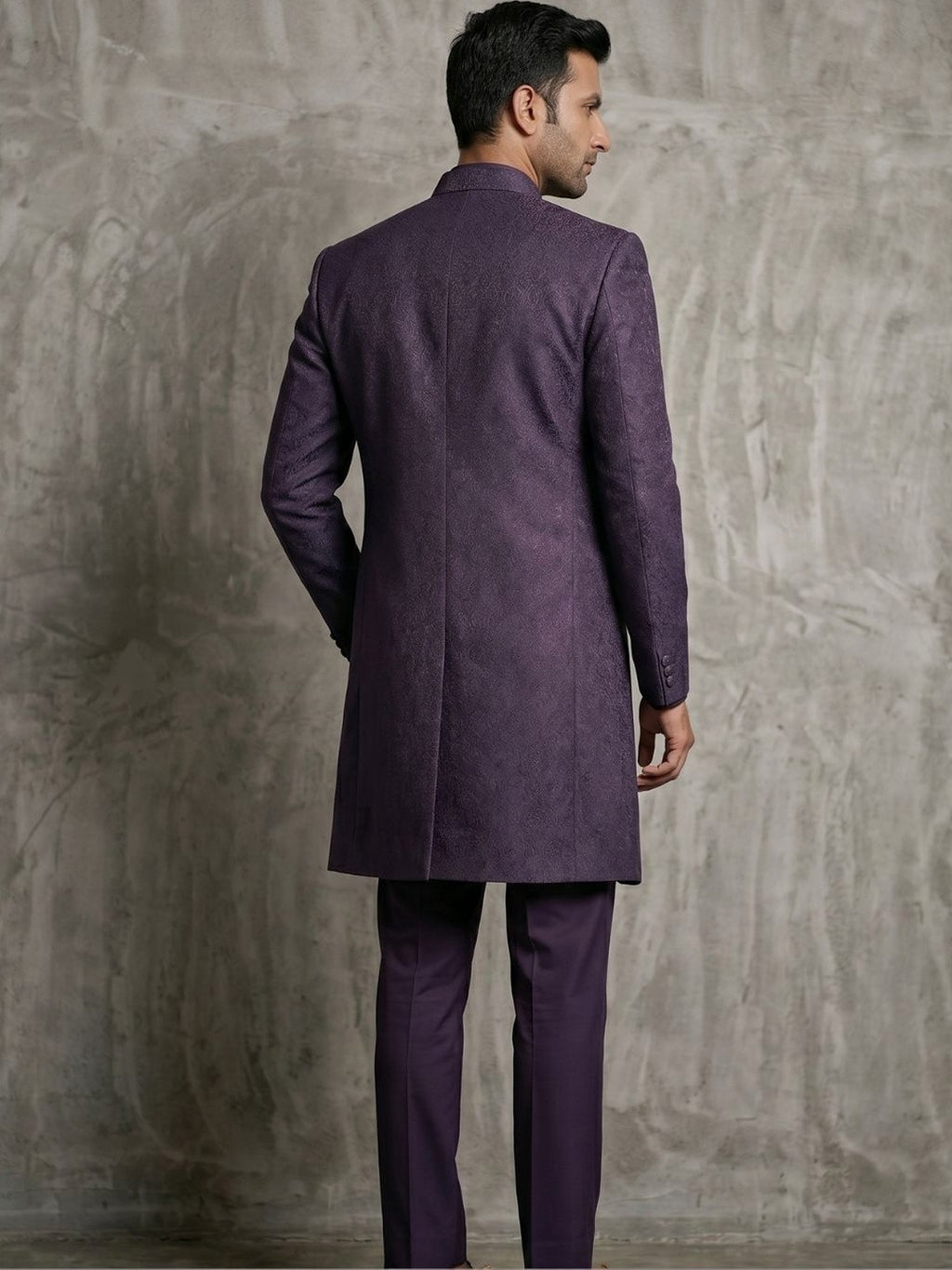 The Regal Aubergine Textured Indo-Western Ensemble