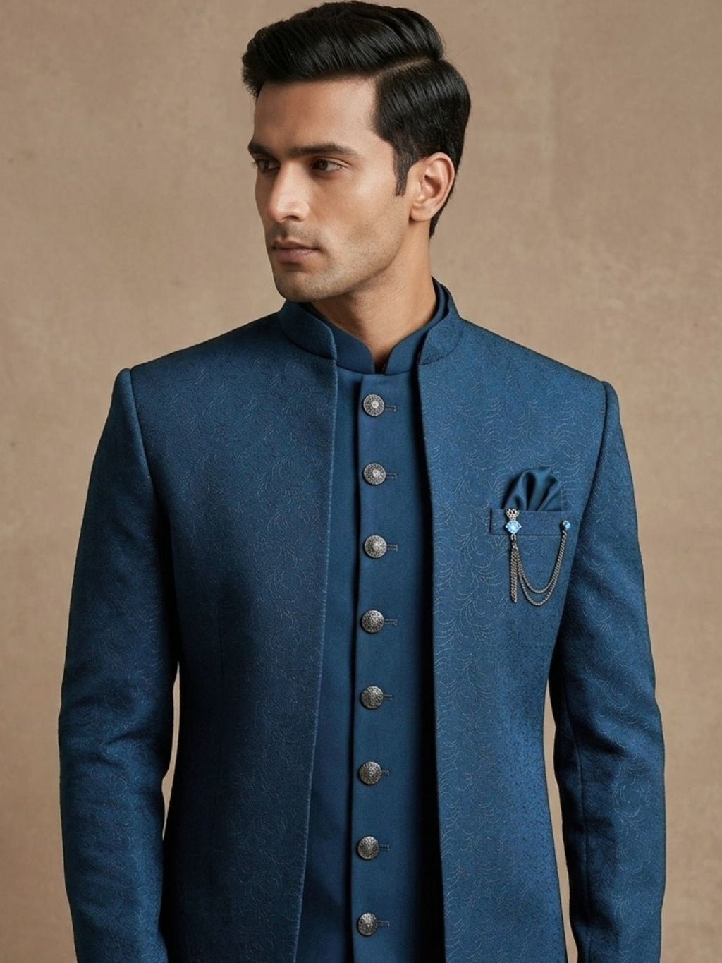 Midnight Teal Layered Indo-Western Ensemble