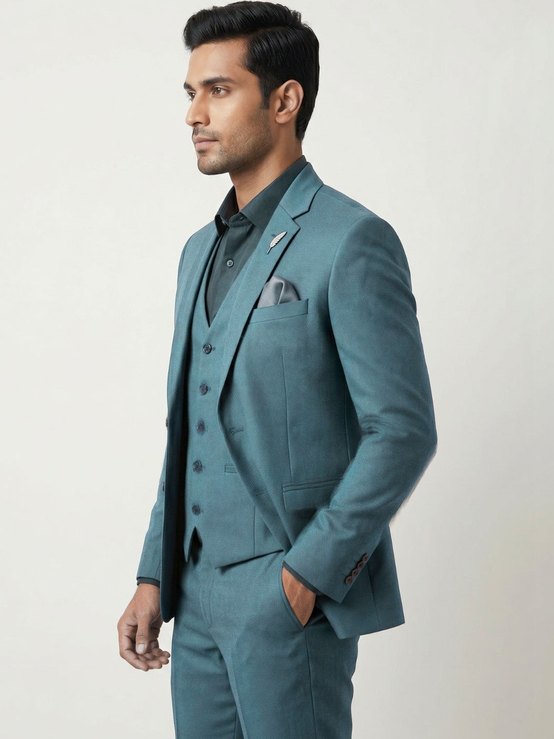 Premium Deep Teal Three-Piece Suit