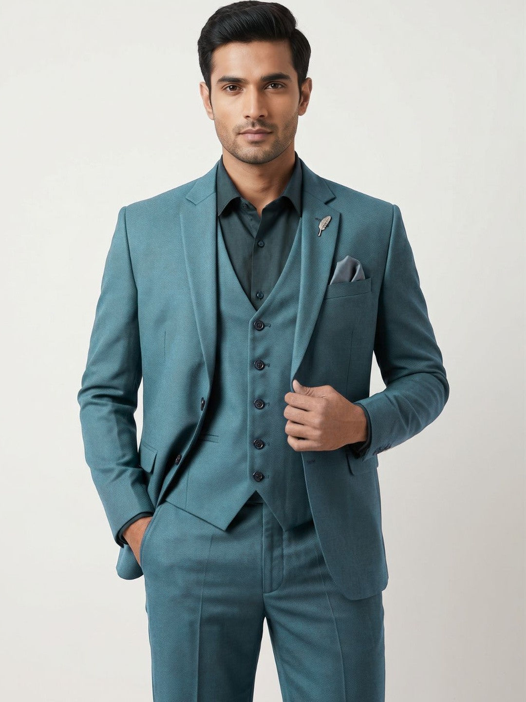 Premium Deep Teal Three-Piece Suit