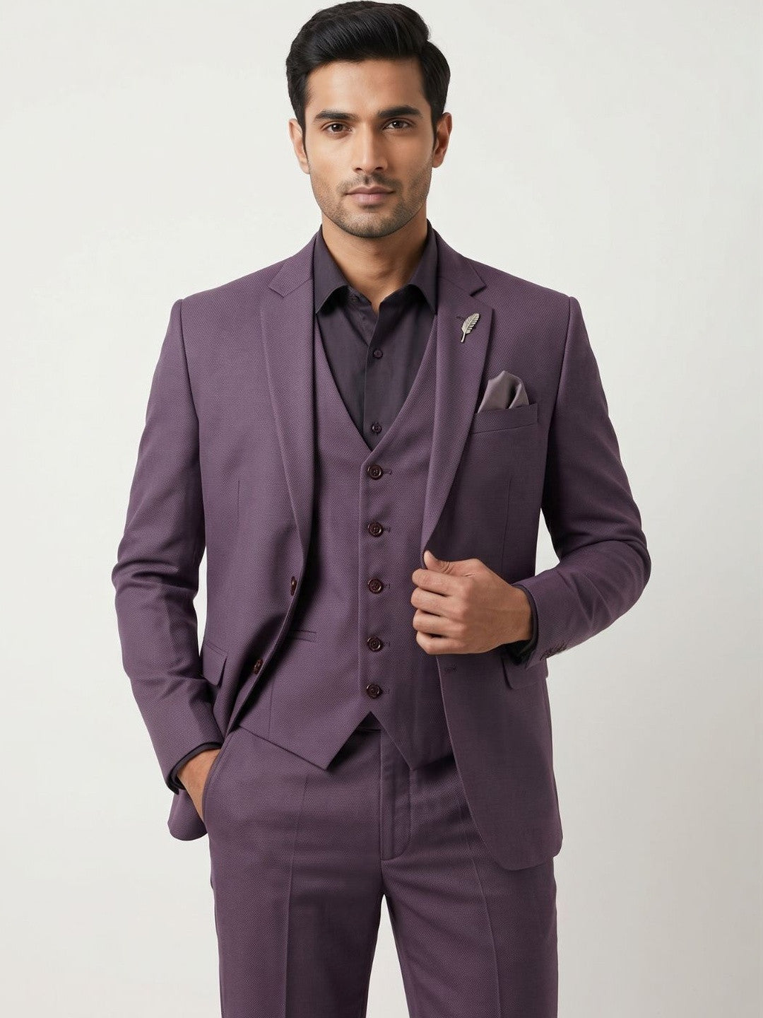 Premium Aubergine Three-Piece Suit