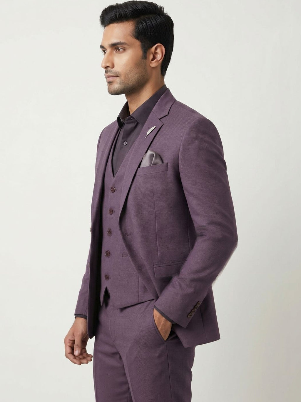 Premium Aubergine Three-Piece Suit