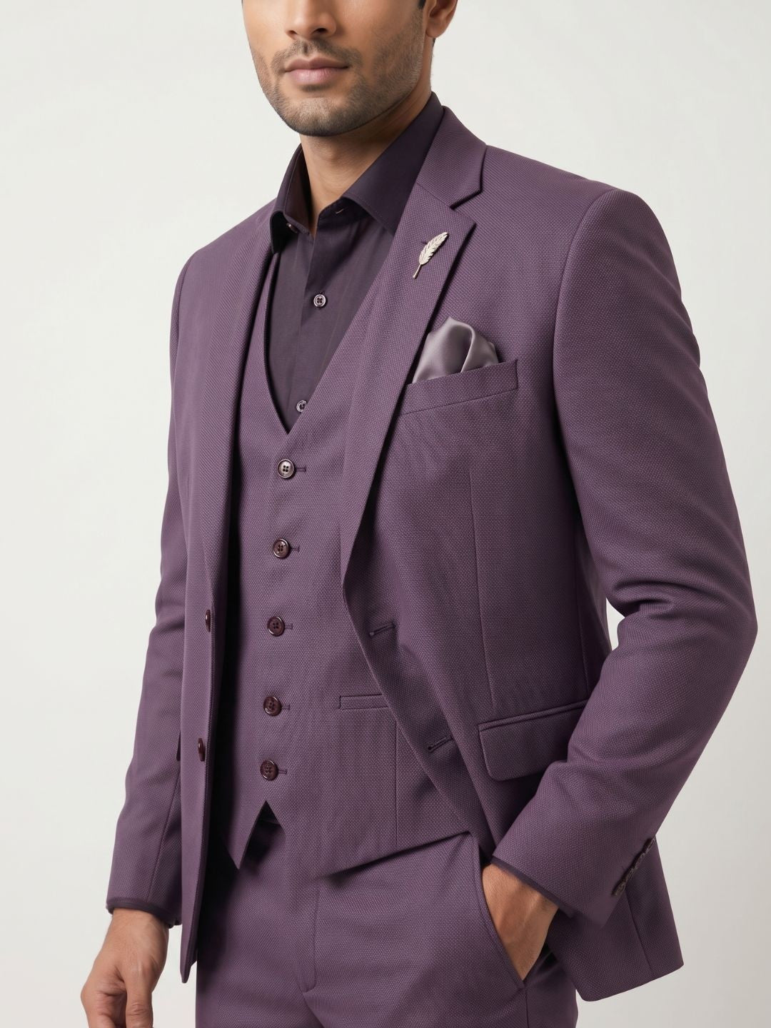 Premium Aubergine Three-Piece Suit