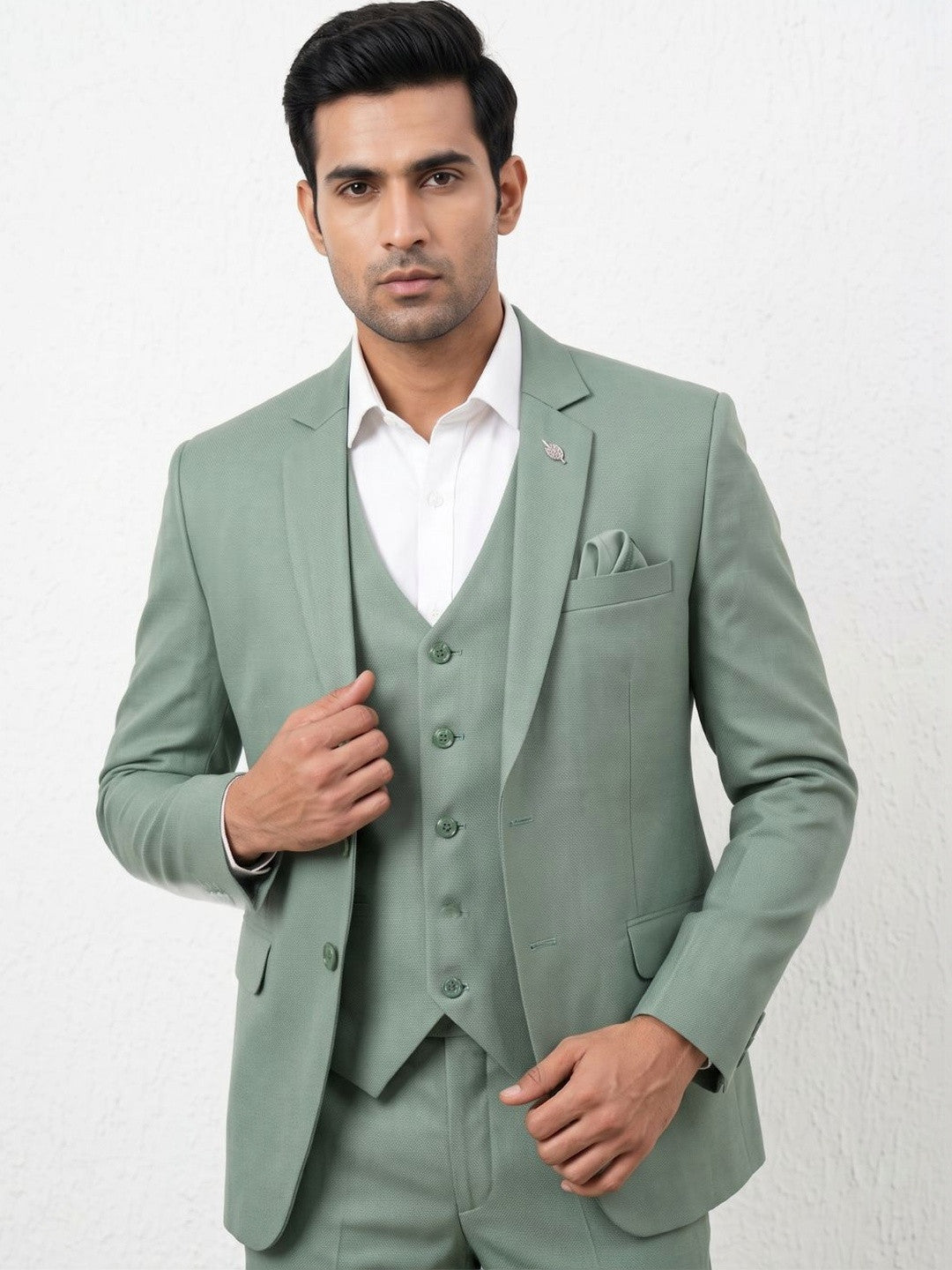 Premium Sage Green Three-Piece Suit