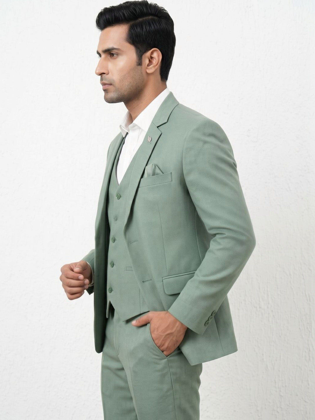 Premium Sage Green Three-Piece Suit