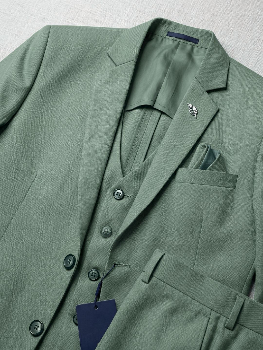 Premium Sage Green Three-Piece Suit