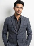 The Textured Charcoal Windowpane Blazer