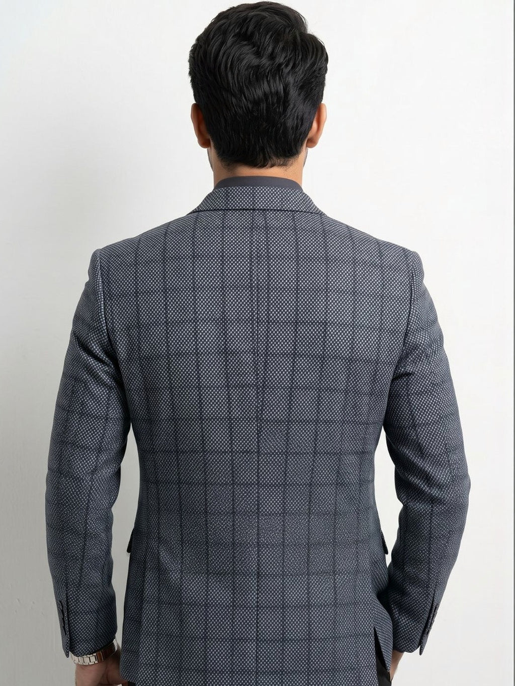 The Textured Charcoal Windowpane Blazer