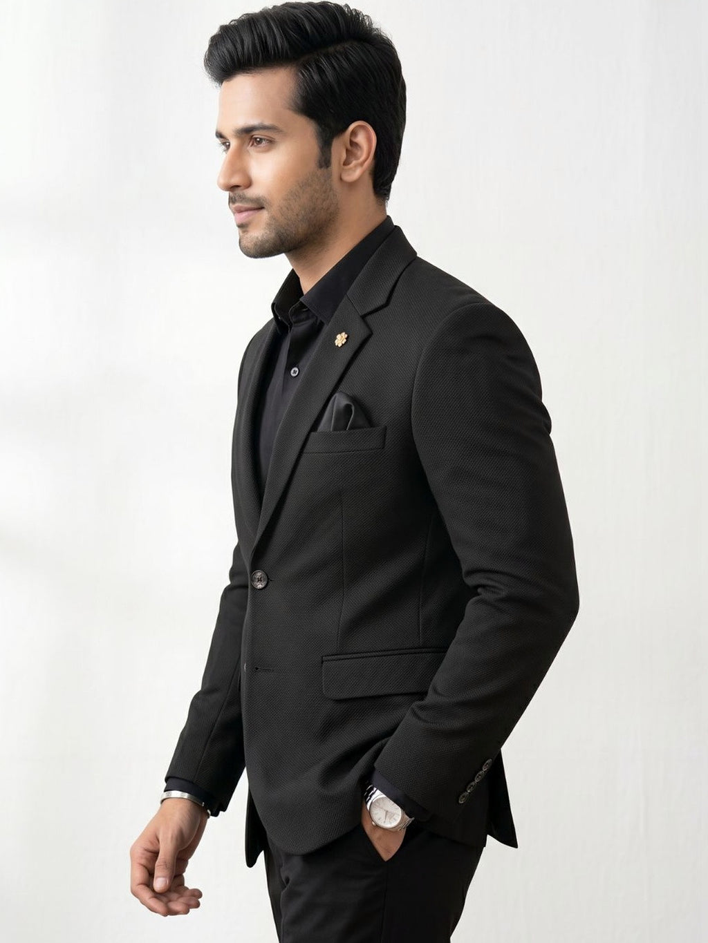 The Midnight Onyx Textured Blazer
