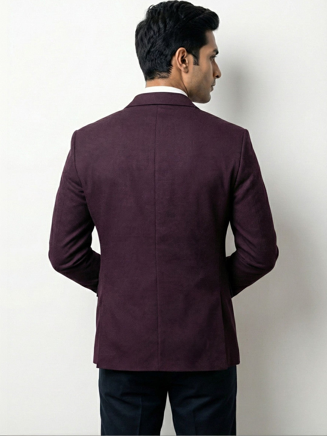 Premium Burgundy Textured Tailored Blazer