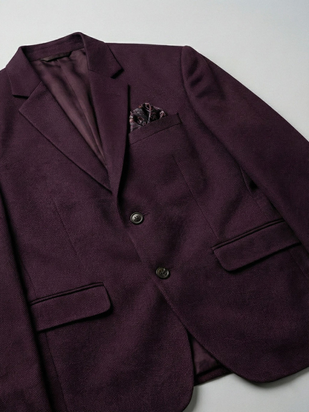 Premium Burgundy Textured Tailored Blazer