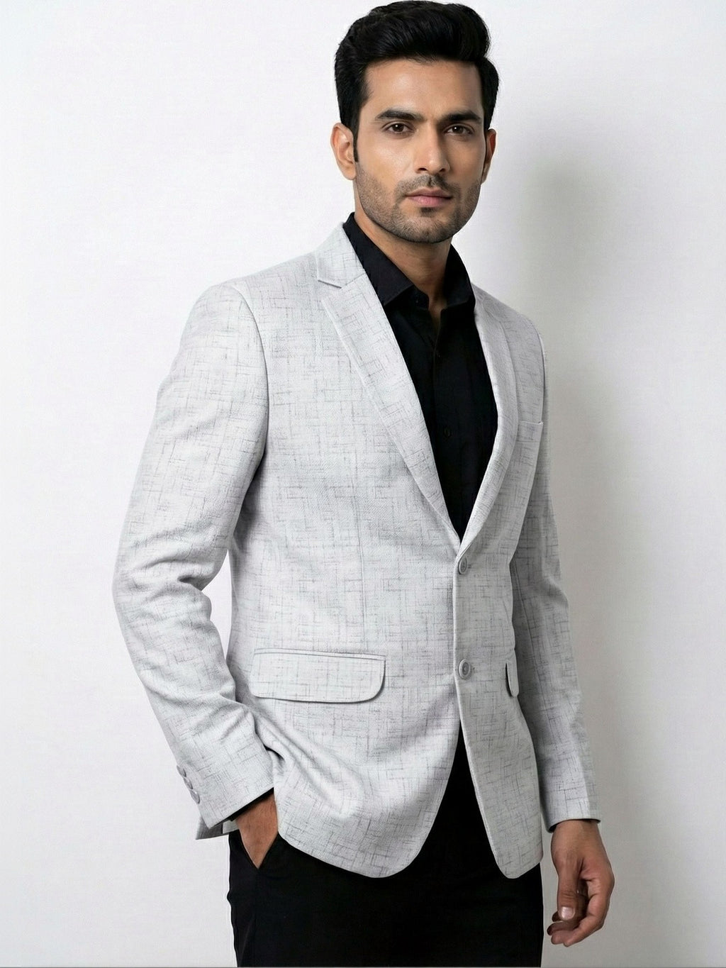 Modern Light Grey Textured Blazer