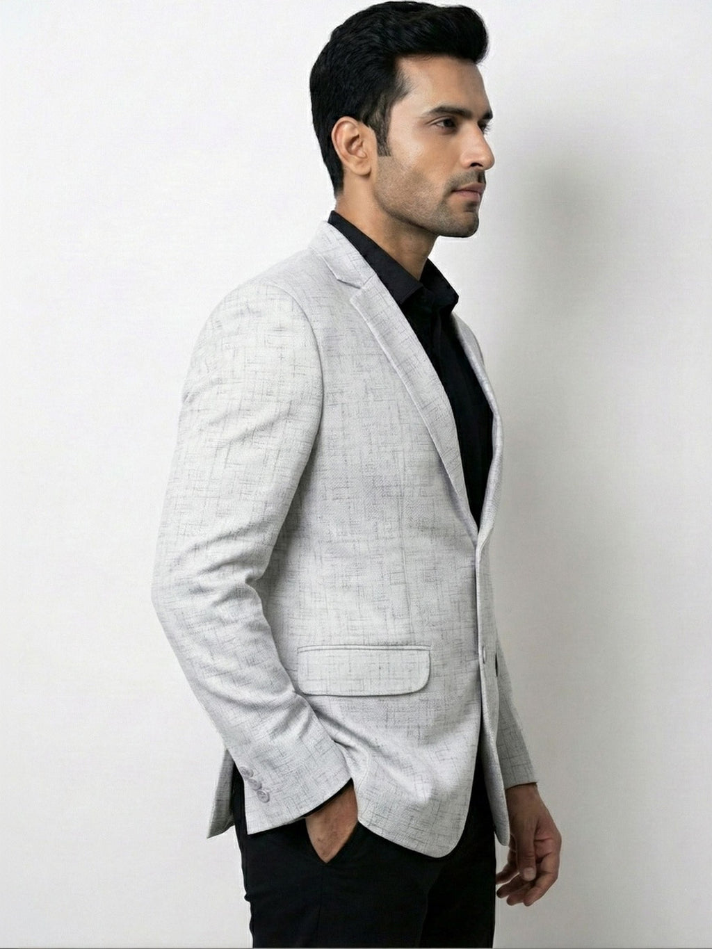 Modern Light Grey Textured Blazer