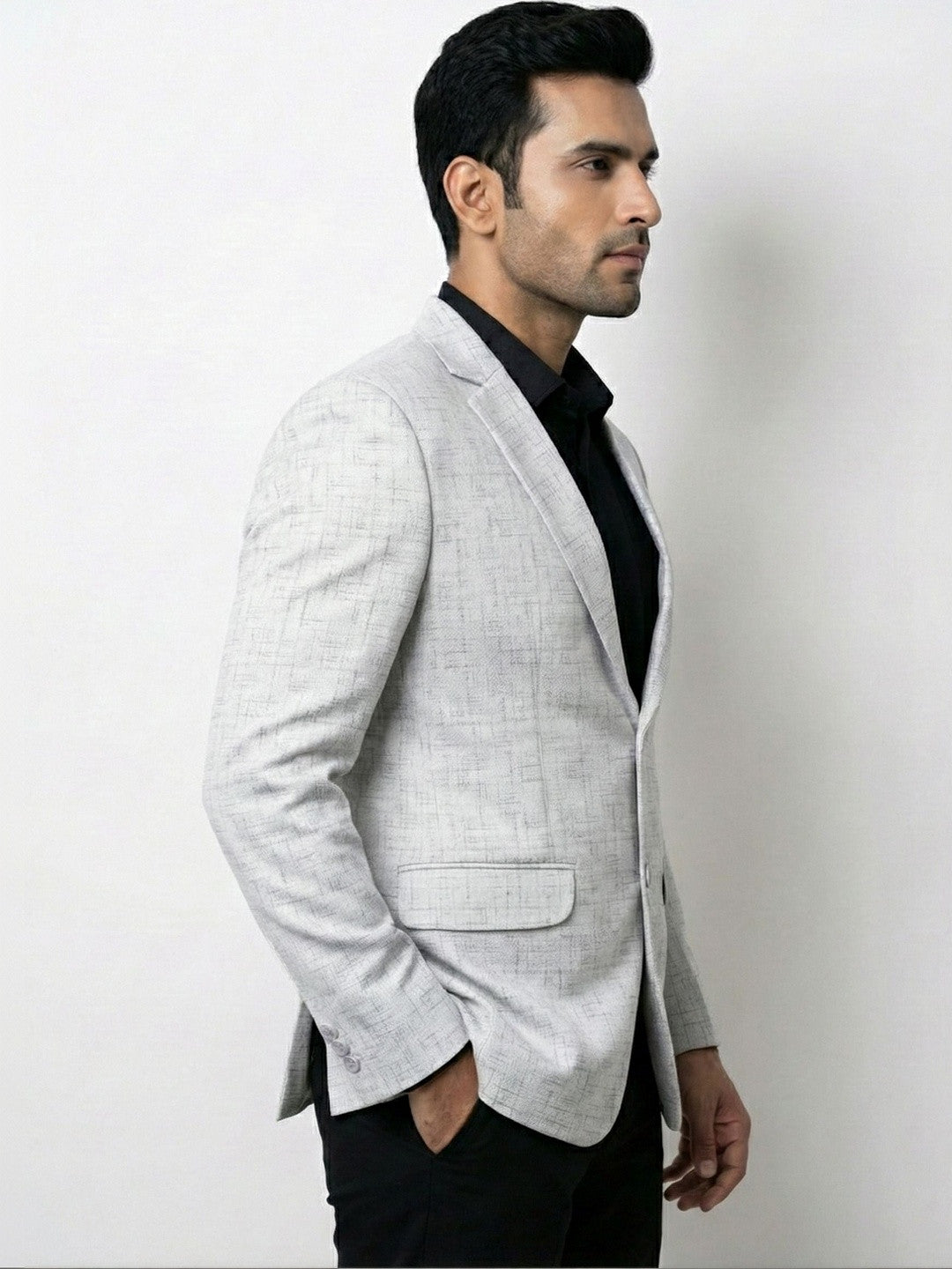 Modern Light Grey Textured Blazer
