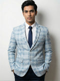 Tailored Light Blue Check Blazer