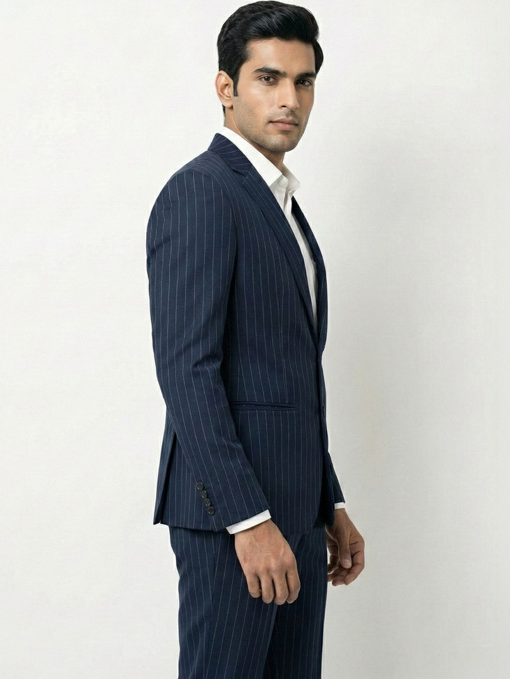 Classic Executive Navy Pinstripe Suit
