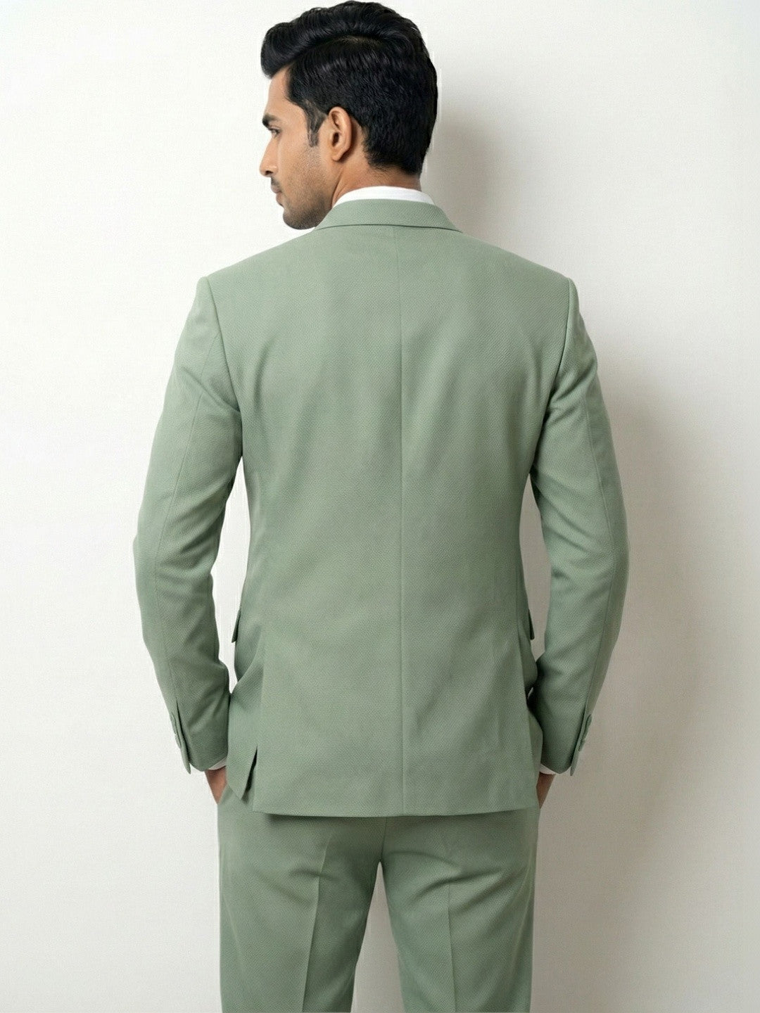 Premium Tailored Two-Piece Suit in Sage Green