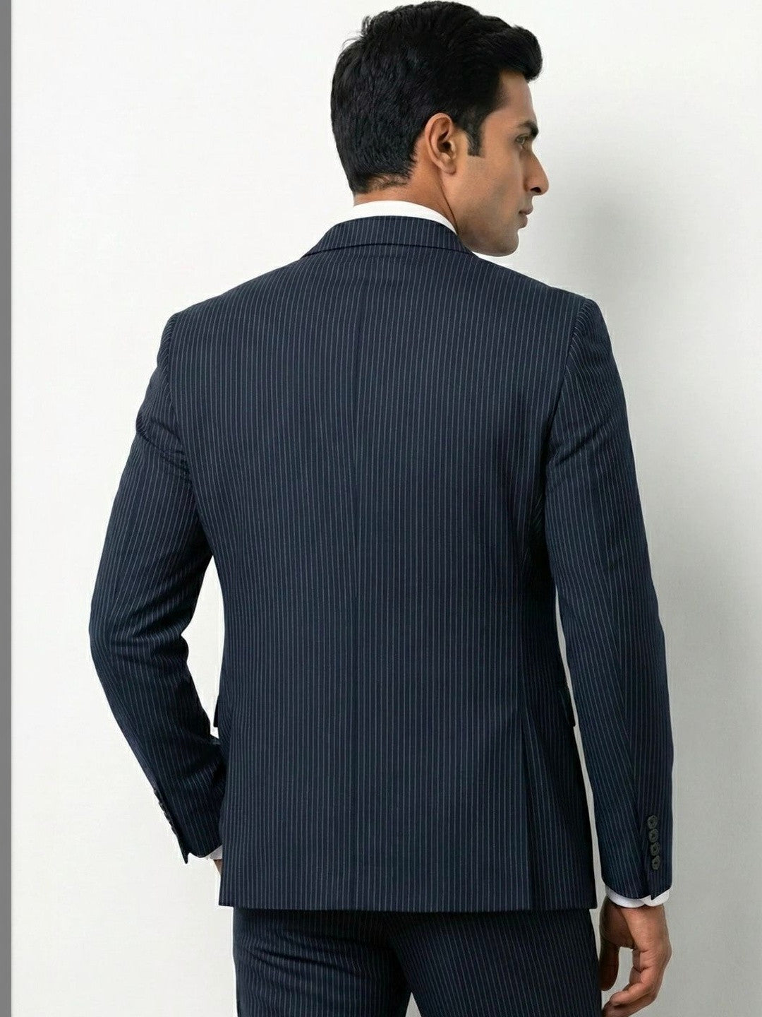Premium Navy Pinstripe Three-Piece Suit