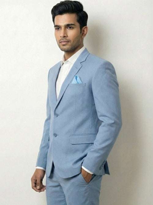 Men's Tailored Light Blue Two-Piece Suit