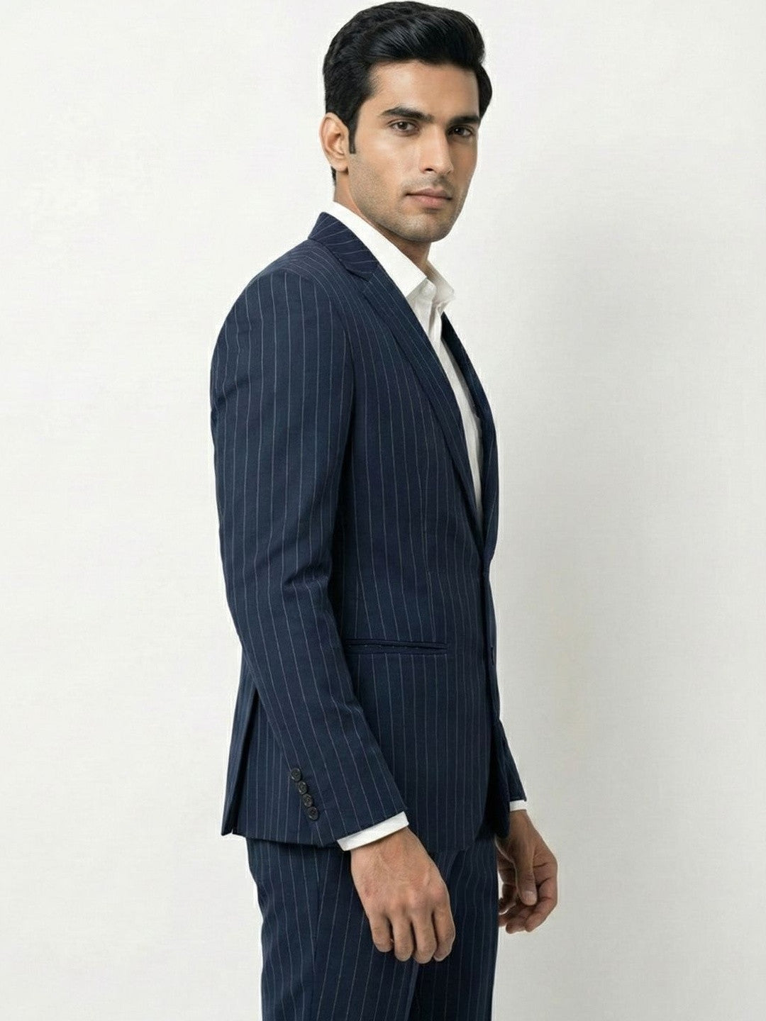 The Executive Navy Pinstripe Tailored Suit