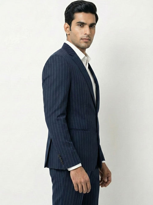The Executive Navy Pinstripe Tailored Suit