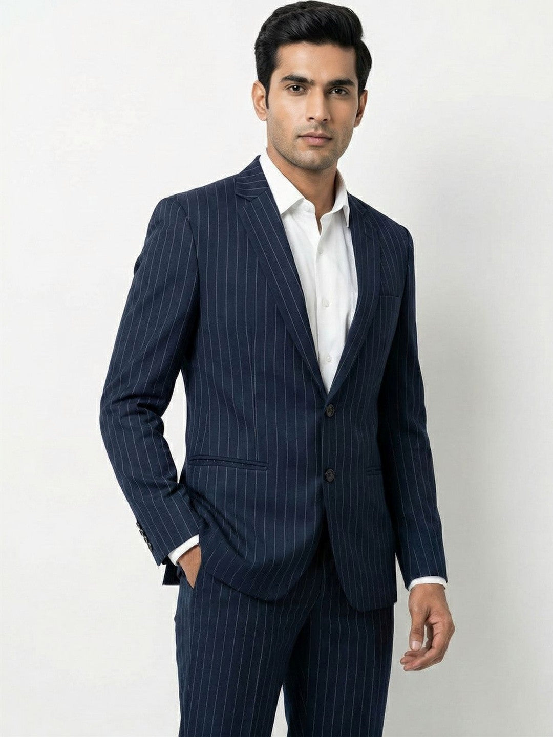 The Executive Navy Pinstripe Tailored Suit