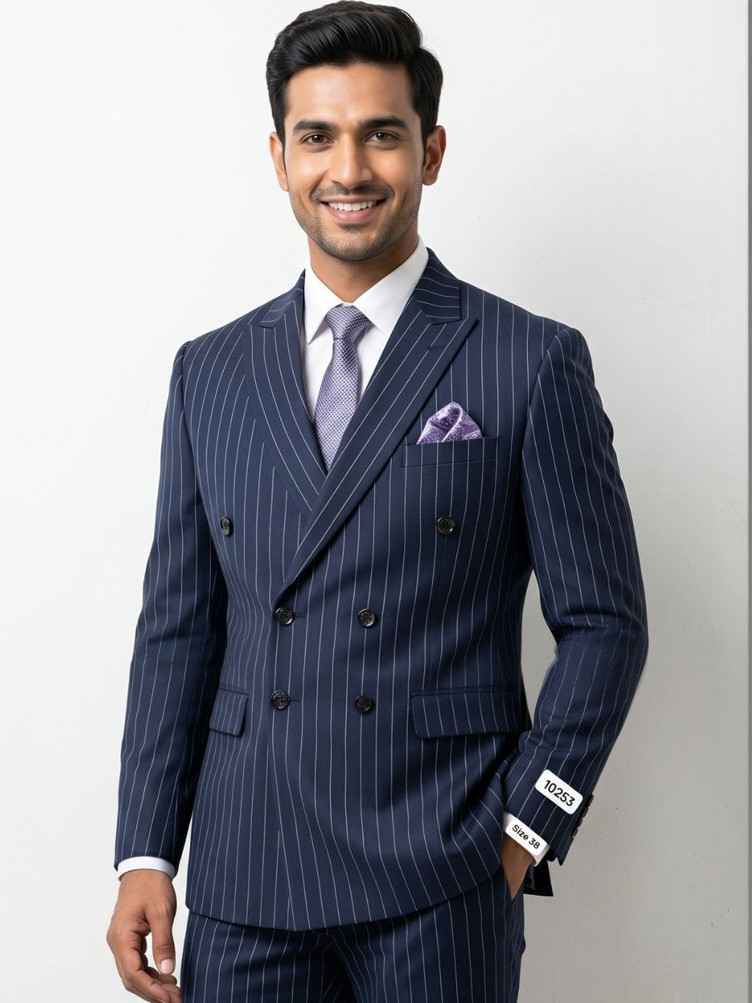 The Executive Navy Pinstripe Double-Breasted Suit