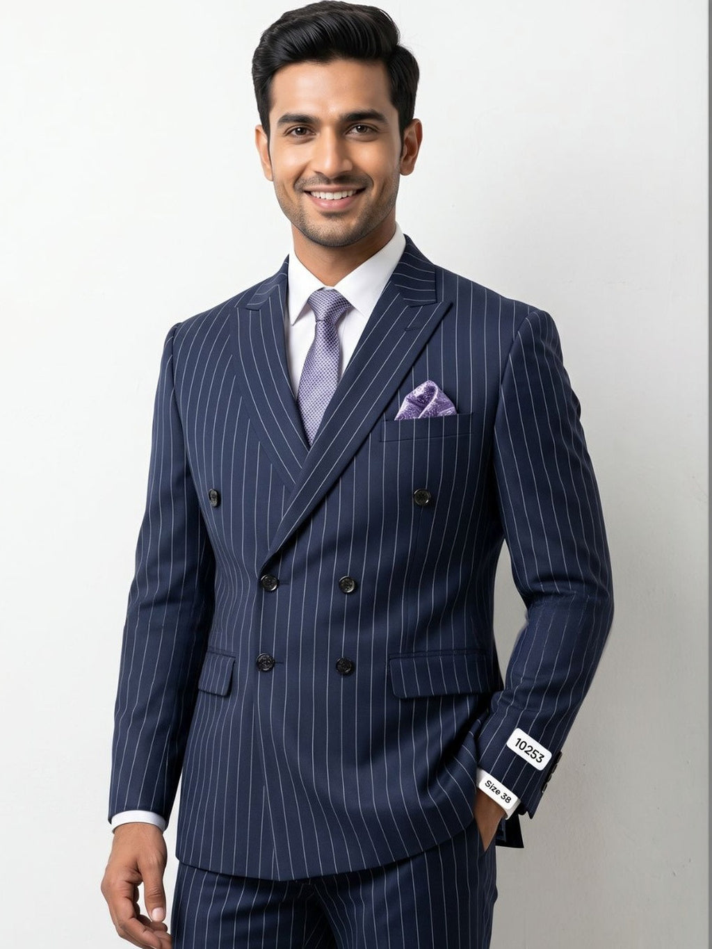 The Executive Navy Pinstripe Double-Breasted Suit