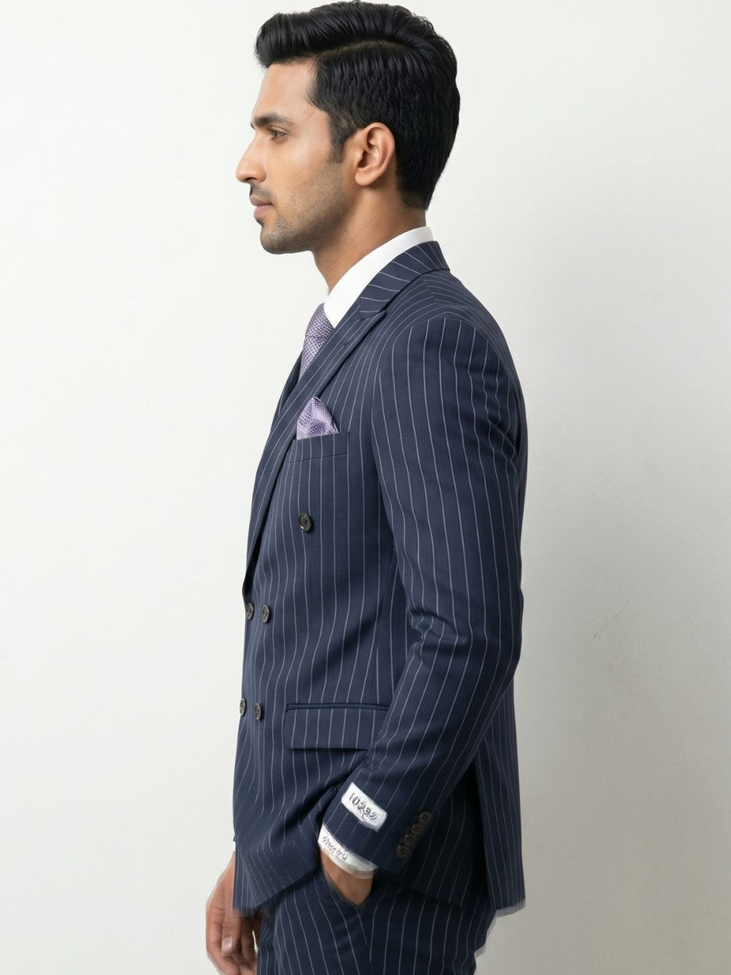 The Executive Navy Pinstripe Double-Breasted Suit