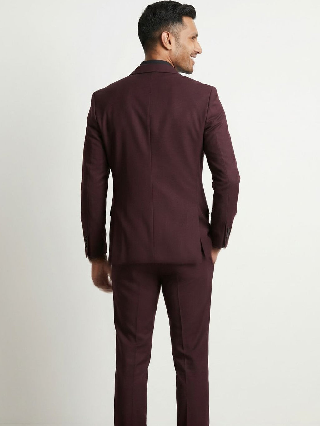 Premium Burgundy Tuxedo with Black Satin Peak Lapels