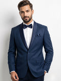 Midnight Navy Textured Tuxedo with Satin Shawl Lapel
