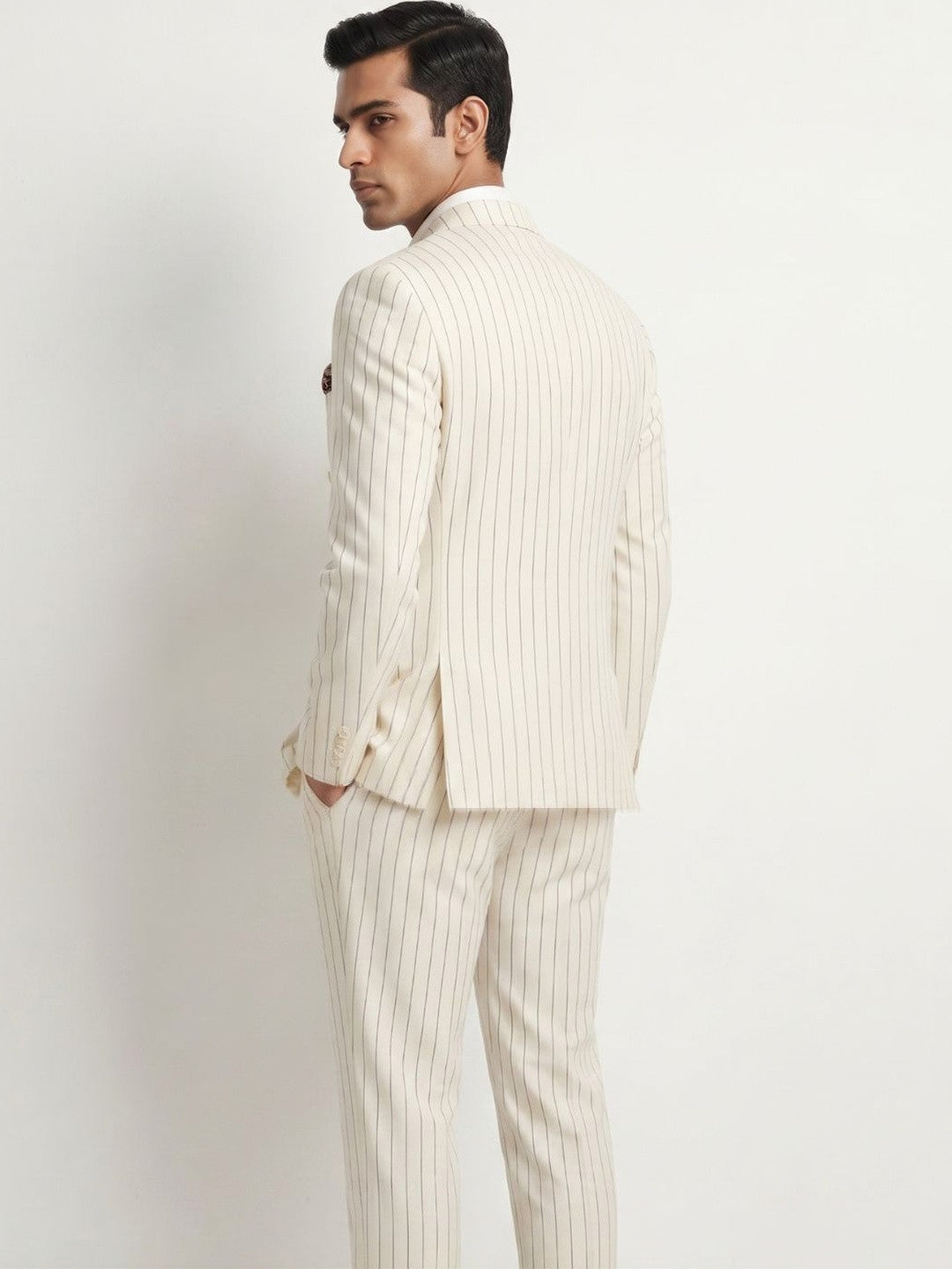 The Riviera Ivory Pinstripe Double-Breasted Suit