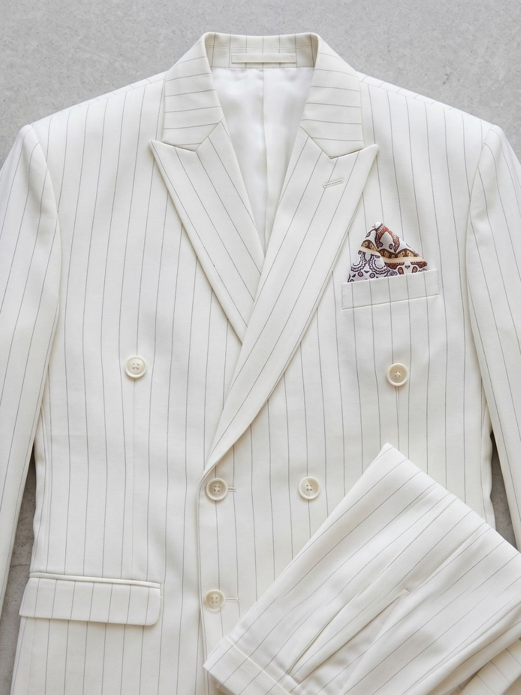 The Riviera Ivory Pinstripe Double-Breasted Suit