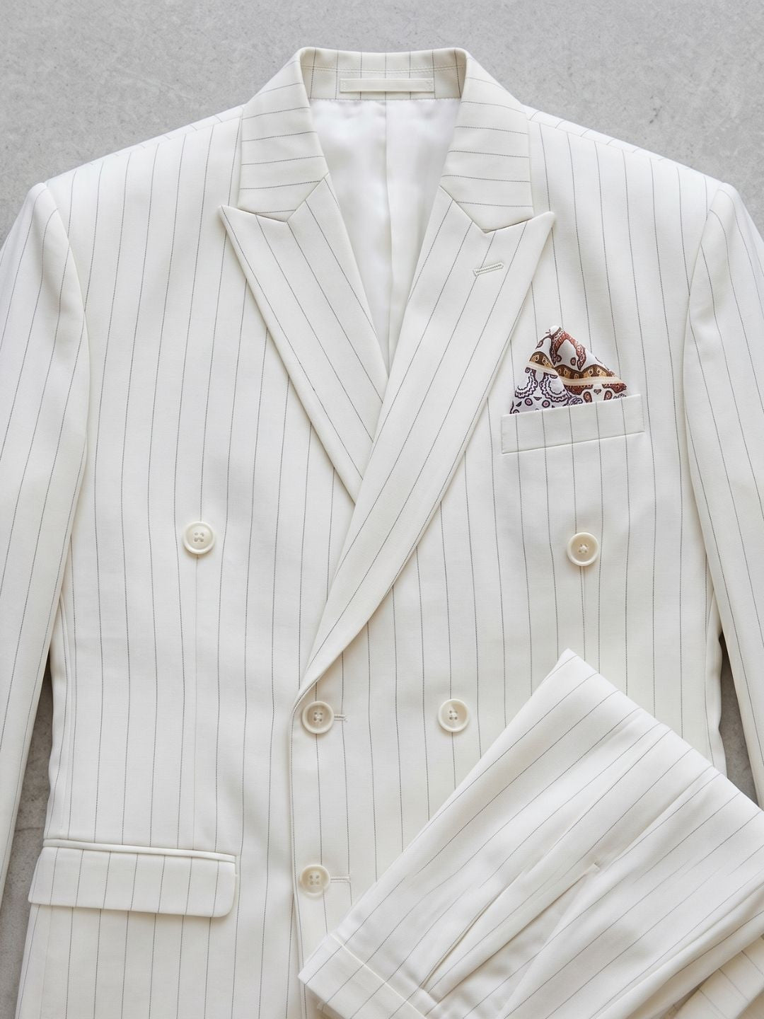 The Riviera Ivory Pinstripe Double-Breasted Suit