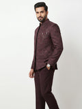 Regal Burgundy Jacquard Bandhgala Suit Set